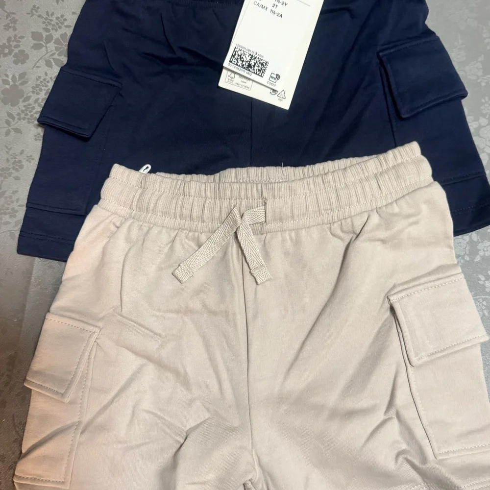 H&M Kids Cargo Jogger Shorts - Beige and Navy